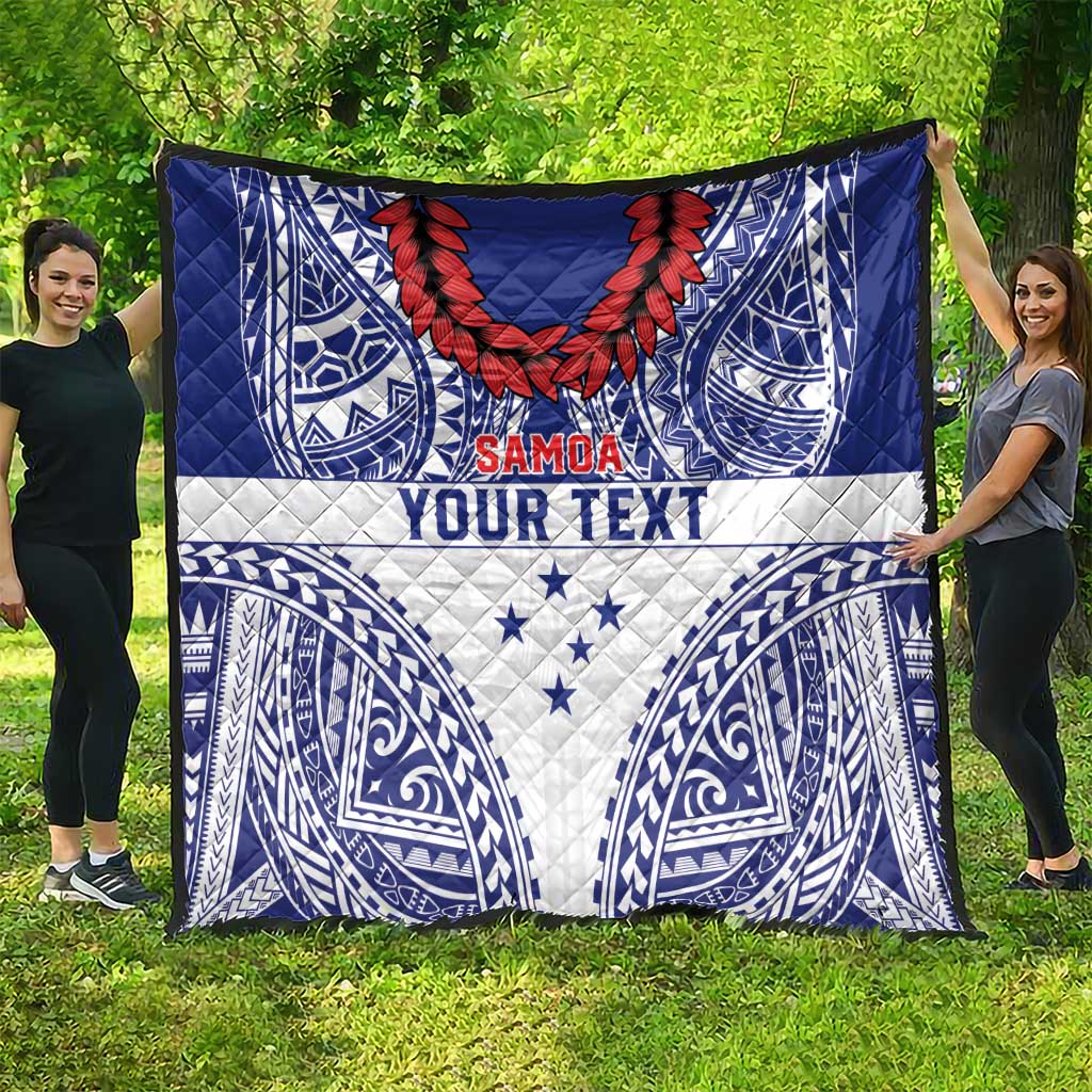 Personalised Toa Samoa Rugby Spirit Quilt White Samoan Tribal Pattern LT9 - Polynesian Pride