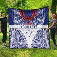 Personalised Toa Samoa Rugby Spirit Quilt White Samoan Tribal Pattern LT9 - Polynesian Pride