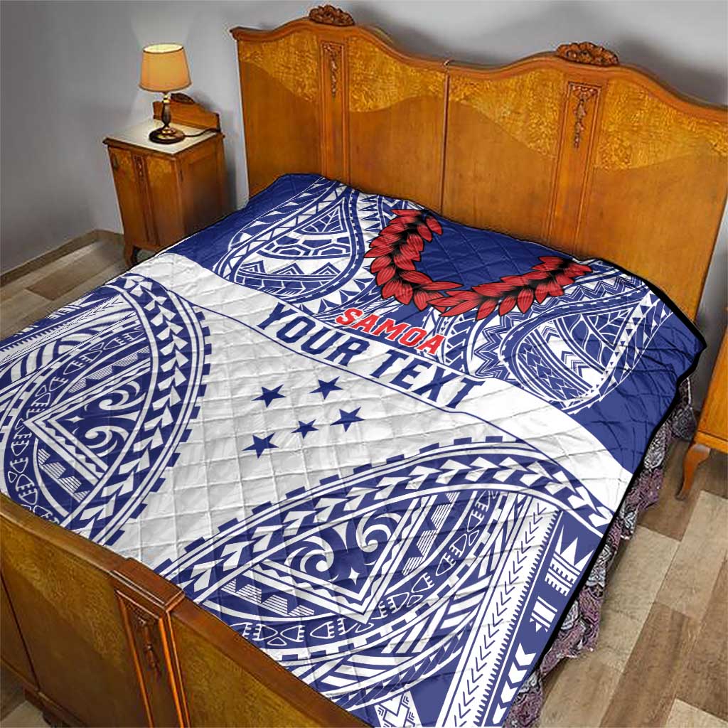 Personalised Toa Samoa Rugby Spirit Quilt White Samoan Tribal Pattern LT9 - Polynesian Pride