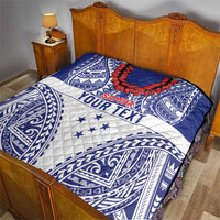 Personalised Toa Samoa Rugby Spirit Quilt White Samoan Tribal Pattern LT9 - Polynesian Pride