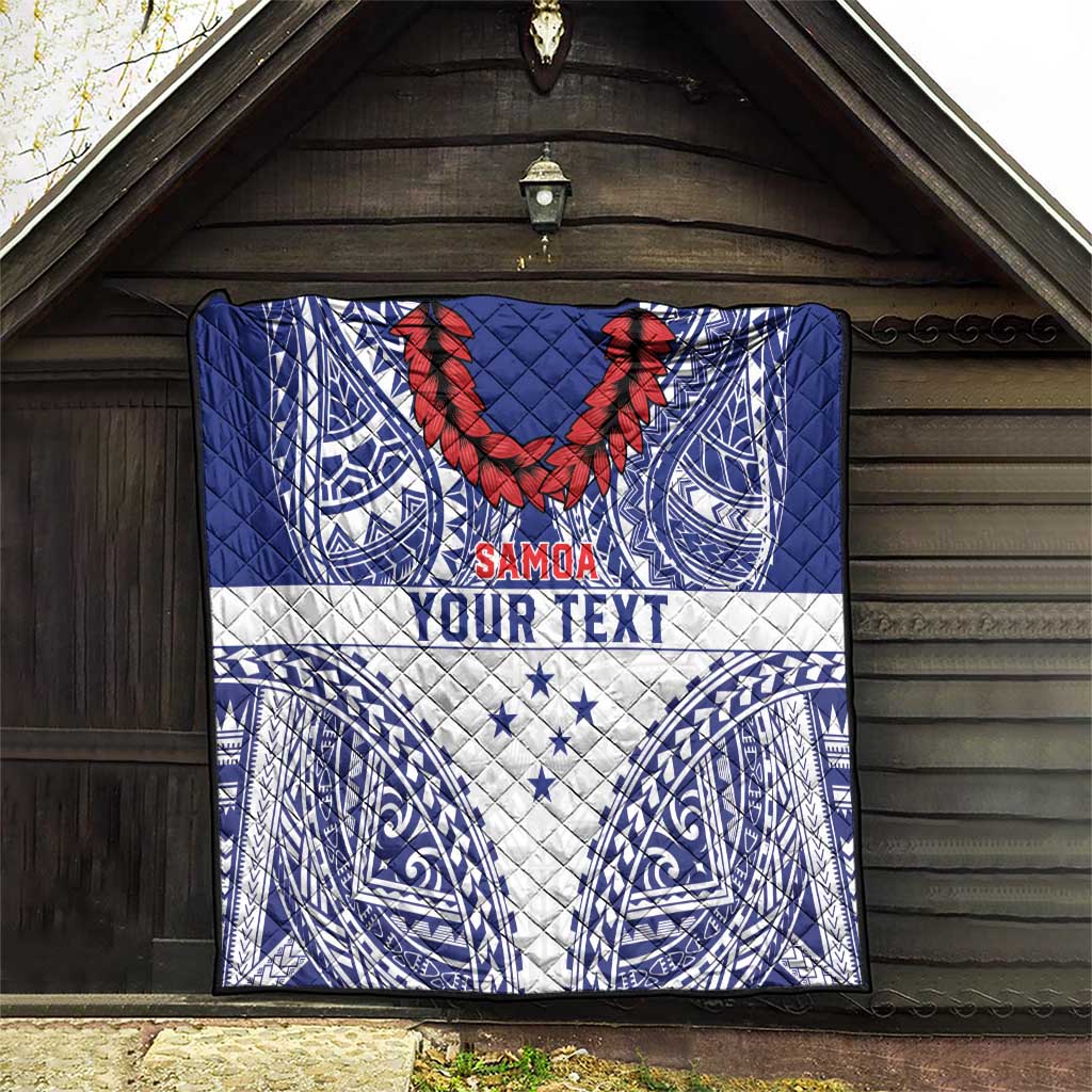 Personalised Toa Samoa Rugby Spirit Quilt White Samoan Tribal Pattern LT9 - Polynesian Pride