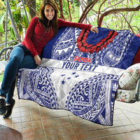 Personalised Toa Samoa Rugby Spirit Quilt White Samoan Tribal Pattern LT9 - Polynesian Pride