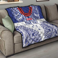 Personalised Toa Samoa Rugby Spirit Quilt White Samoan Tribal Pattern LT9 - Polynesian Pride