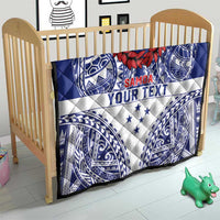 Personalised Toa Samoa Rugby Spirit Quilt White Samoan Tribal Pattern LT9 - Polynesian Pride