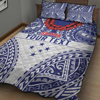 Personalised Toa Samoa Rugby Spirit Quilt Bed Set White Samoan Tribal Pattern LT9 - Polynesian Pride