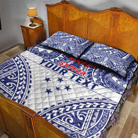 Personalised Toa Samoa Rugby Spirit Quilt Bed Set White Samoan Tribal Pattern LT9 - Polynesian Pride
