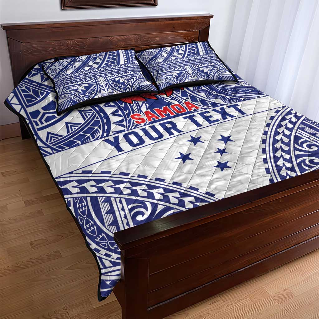 Personalised Toa Samoa Rugby Spirit Quilt Bed Set White Samoan Tribal Pattern LT9 - Polynesian Pride