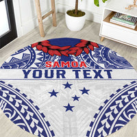 Personalised Toa Samoa Rugby Spirit Round Carpet White Samoan Tribal Pattern LT9 White - Polynesian Pride