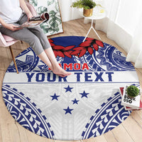 Personalised Toa Samoa Rugby Spirit Round Carpet White Samoan Tribal Pattern LT9 - Polynesian Pride