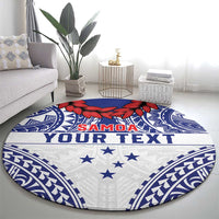 Personalised Toa Samoa Rugby Spirit Round Carpet White Samoan Tribal Pattern LT9 - Polynesian Pride