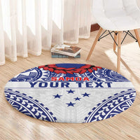 Personalised Toa Samoa Rugby Spirit Round Carpet White Samoan Tribal Pattern LT9 - Polynesian Pride