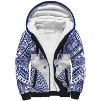 Personalised Toa Samoa Rugby Spirit Sherpa Hoodie White Samoan Tribal Pattern LT9 Unisex White - Polynesian Pride