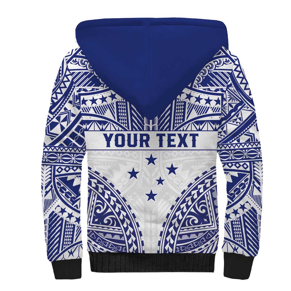 Personalised Toa Samoa Rugby Spirit Sherpa Hoodie White Samoan Tribal Pattern LT9 - Polynesian Pride