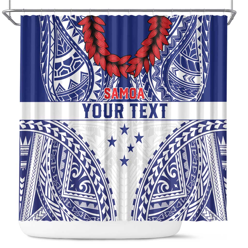 Personalised Toa Samoa Rugby Spirit Shower Curtain White Samoan Tribal Pattern LT9 White - Polynesian Pride