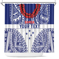 Personalised Toa Samoa Rugby Spirit Shower Curtain White Samoan Tribal Pattern LT9 White - Polynesian Pride