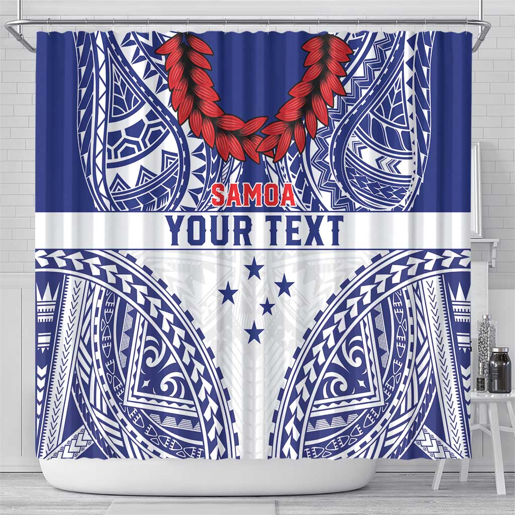 Personalised Toa Samoa Rugby Spirit Shower Curtain White Samoan Tribal Pattern LT9 - Polynesian Pride