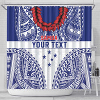 Personalised Toa Samoa Rugby Spirit Shower Curtain White Samoan Tribal Pattern LT9 - Polynesian Pride