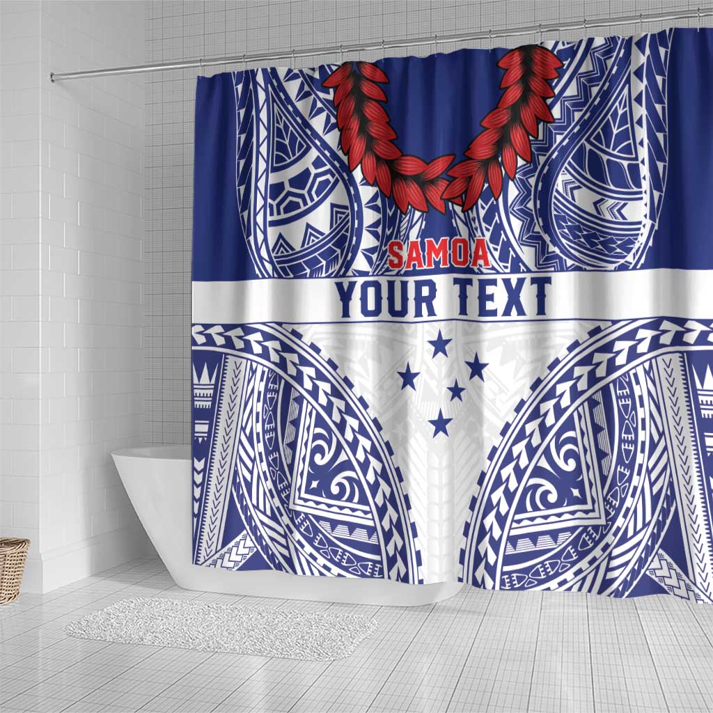 Personalised Toa Samoa Rugby Spirit Shower Curtain White Samoan Tribal Pattern LT9 - Polynesian Pride