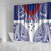 Personalised Toa Samoa Rugby Spirit Shower Curtain White Samoan Tribal Pattern LT9 - Polynesian Pride