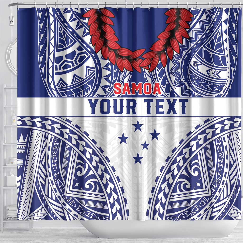 Personalised Toa Samoa Rugby Spirit Shower Curtain White Samoan Tribal Pattern LT9 - Polynesian Pride