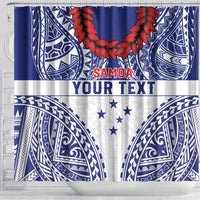 Personalised Toa Samoa Rugby Spirit Shower Curtain White Samoan Tribal Pattern LT9 - Polynesian Pride