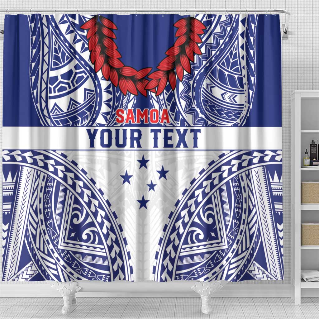 Personalised Toa Samoa Rugby Spirit Shower Curtain White Samoan Tribal Pattern LT9 - Polynesian Pride