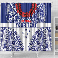 Personalised Toa Samoa Rugby Spirit Shower Curtain White Samoan Tribal Pattern LT9 - Polynesian Pride