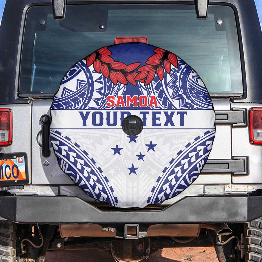 Personalised Toa Samoa Rugby Spirit Spare Tire Cover White Samoan Tribal Pattern LT9 White - Polynesian Pride
