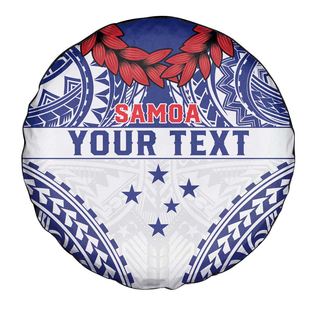 Personalised Toa Samoa Rugby Spirit Spare Tire Cover White Samoan Tribal Pattern LT9 - Polynesian Pride