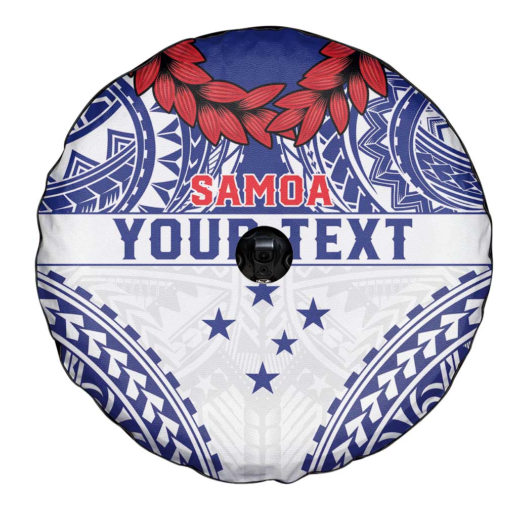 Personalised Toa Samoa Rugby Spirit Spare Tire Cover White Samoan Tribal Pattern LT9 - Polynesian Pride
