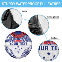 Personalised Toa Samoa Rugby Spirit Spare Tire Cover White Samoan Tribal Pattern LT9 - Polynesian Pride