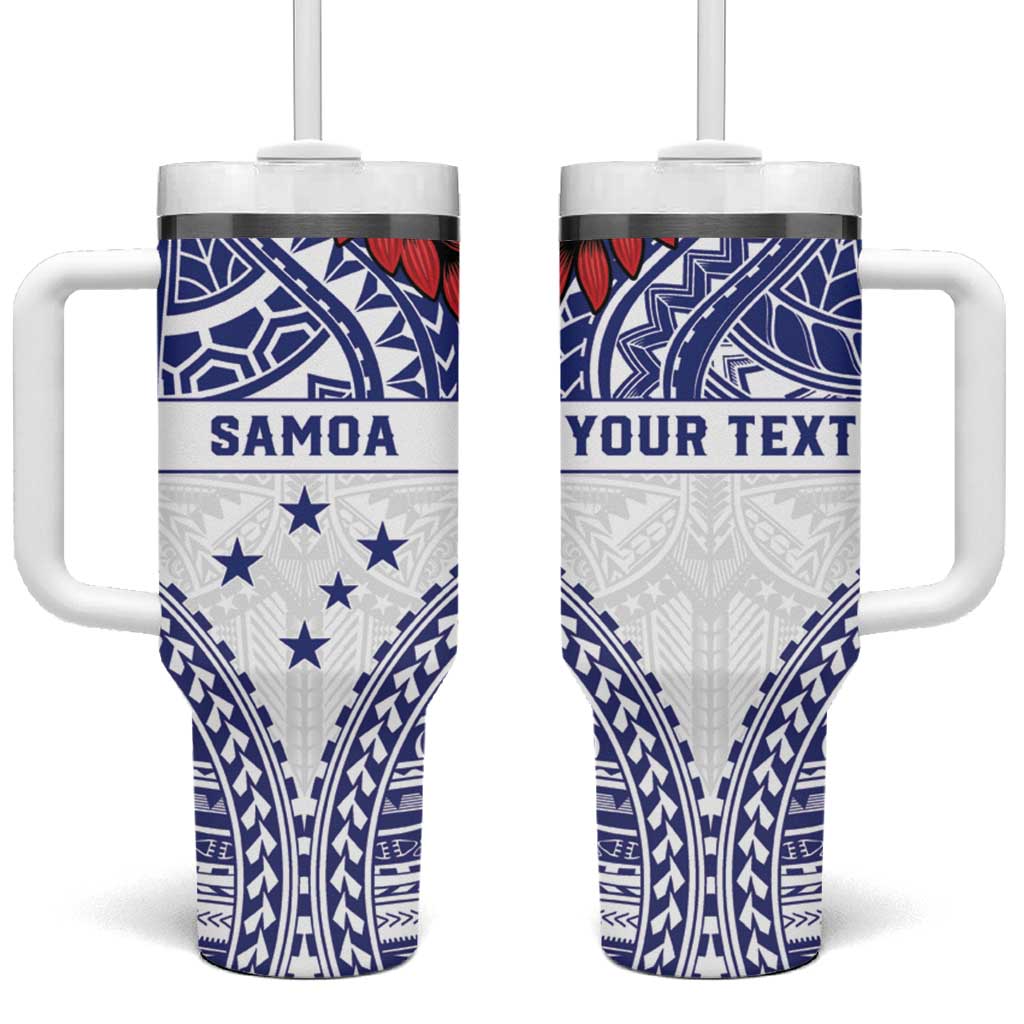 Personalised Toa Samoa Rugby Spirit Tumbler With Handle White Samoan Tribal Pattern LT9 One Size: 40 oz White - Polynesian Pride