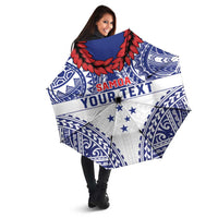 Personalised Toa Samoa Rugby Spirit Umbrella White Samoan Tribal Pattern LT9 - Polynesian Pride