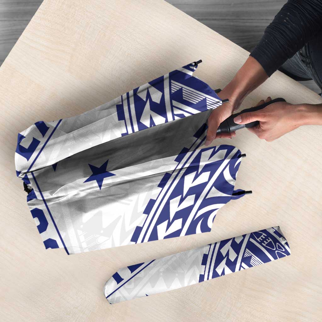 Personalised Toa Samoa Rugby Spirit Umbrella White Samoan Tribal Pattern LT9 - Polynesian Pride