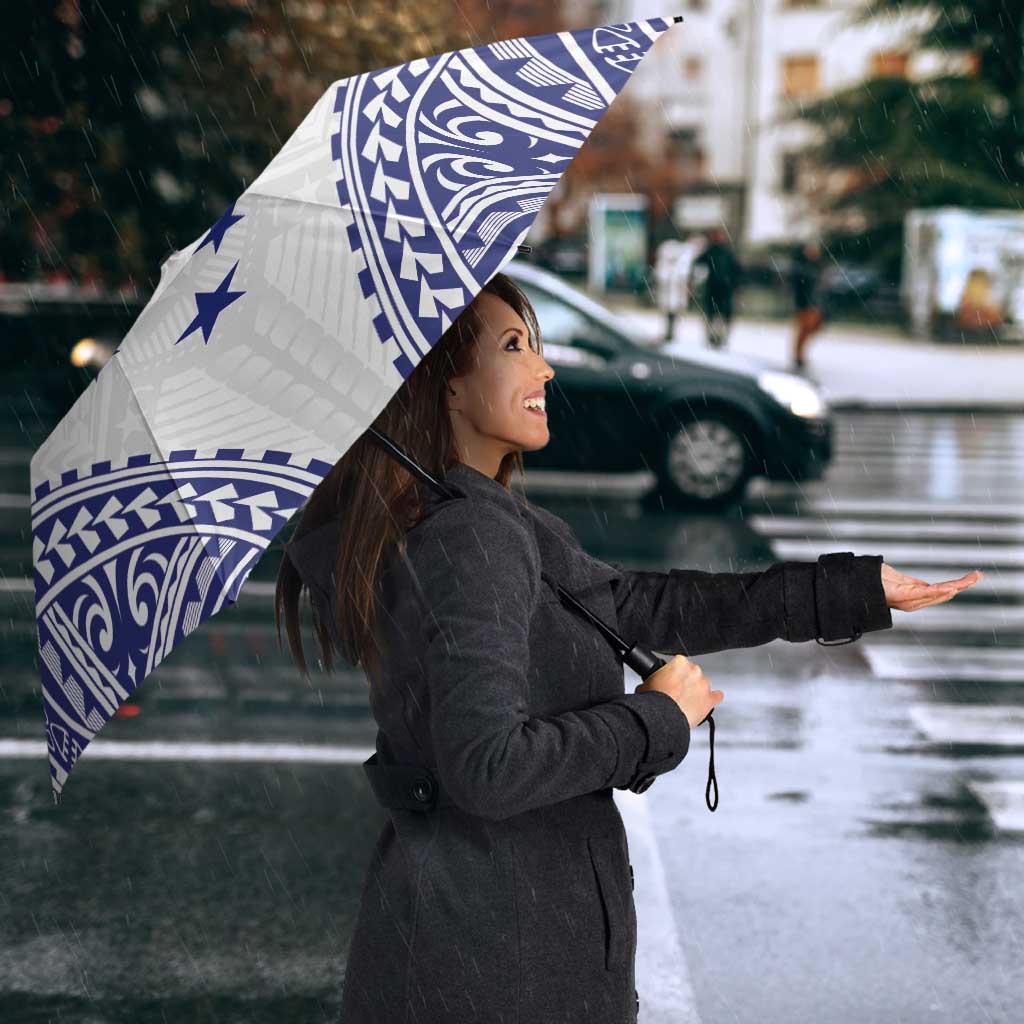 Personalised Toa Samoa Rugby Spirit Umbrella White Samoan Tribal Pattern LT9 - Polynesian Pride