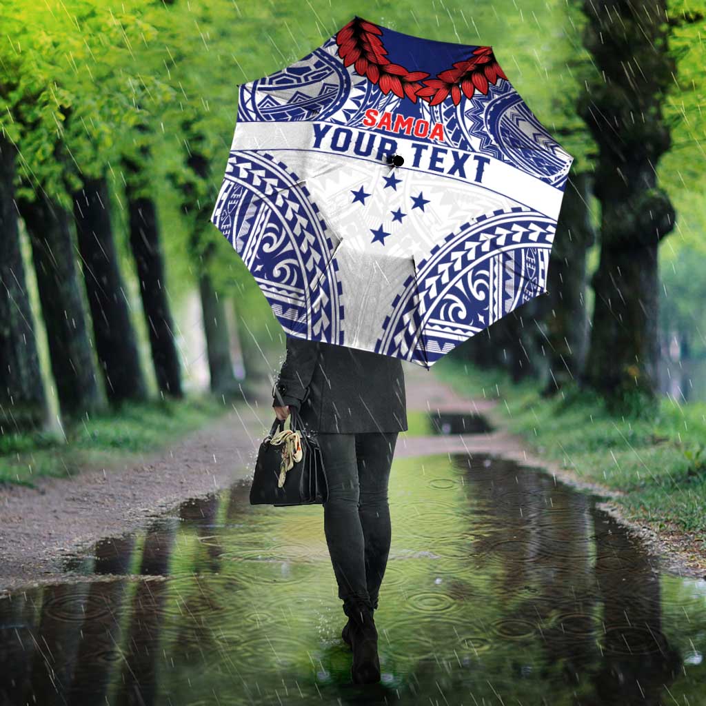 Personalised Toa Samoa Rugby Spirit Umbrella White Samoan Tribal Pattern LT9 - Polynesian Pride