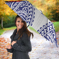 Personalised Toa Samoa Rugby Spirit Umbrella White Samoan Tribal Pattern LT9 - Polynesian Pride