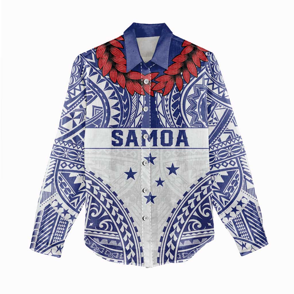 Personalised Toa Samoa Rugby Spirit Women Casual Shirt White Samoan Tribal Pattern LT9 - Polynesian Pride