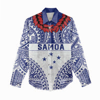 Personalised Toa Samoa Rugby Spirit Women Casual Shirt White Samoan Tribal Pattern LT9 - Polynesian Pride