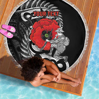 ANZAC Day Aotearoa Silver Fern Maori Personalised Beach Blanket LT9 - Polynesian Pride