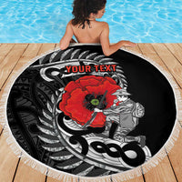 ANZAC Day Aotearoa Silver Fern Maori Personalised Beach Blanket LT9 - Polynesian Pride