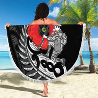 ANZAC Day Aotearoa Silver Fern Maori Personalised Beach Blanket LT9 - Polynesian Pride