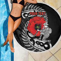 ANZAC Day Aotearoa Silver Fern Maori Personalised Beach Blanket LT9 - Polynesian Pride