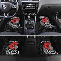 ANZAC Day Aotearoa Silver Fern Maori Personalised Car Mats LT9 Set 4pcs Black - Polynesian Pride