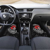 ANZAC Day Aotearoa Silver Fern Maori Personalised Car Mats LT9 Set 2pcs - Front Black - Polynesian Pride