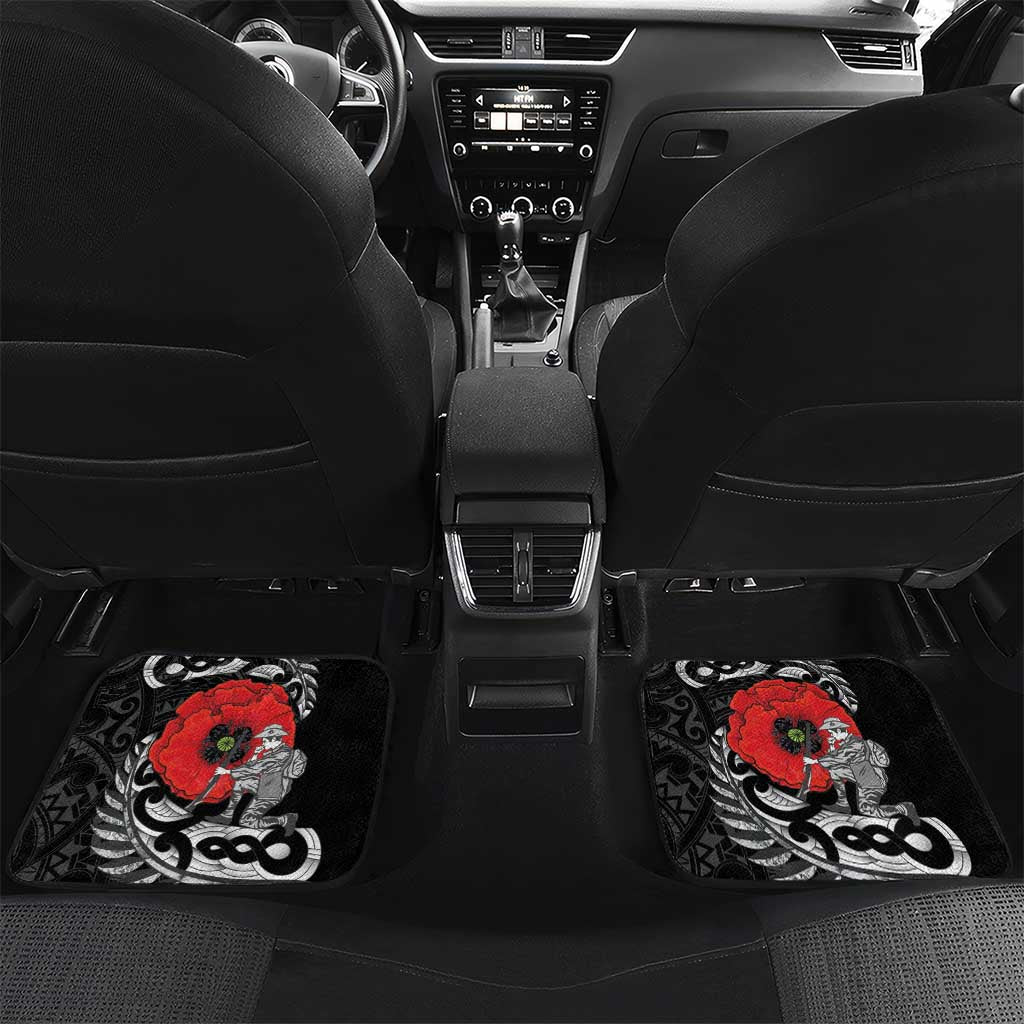 ANZAC Day Aotearoa Silver Fern Maori Personalised Car Mats LT9 Set 2pcs - Back Black - Polynesian Pride