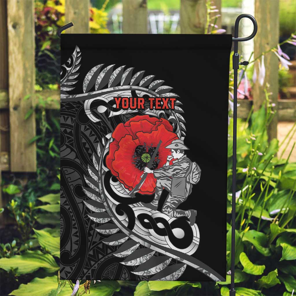 ANZAC Day Aotearoa Silver Fern Maori Personalised Garden Flag LT9 Garden Flag Black - Polynesian Pride