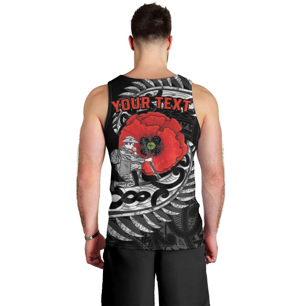 ANZAC Day Aotearoa Silver Fern Maori Personalised Men Tank Top LT9 - Polynesian Pride