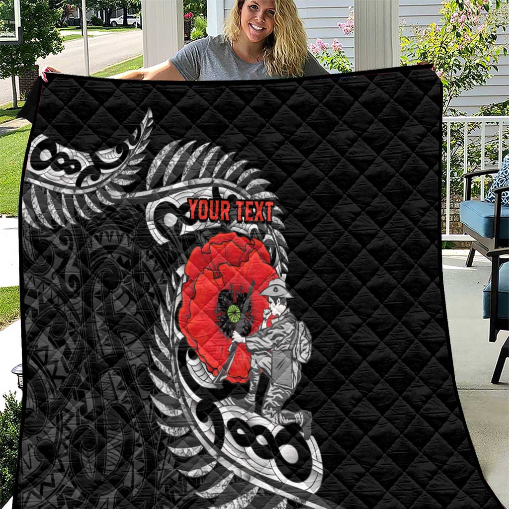 ANZAC Day Aotearoa Silver Fern Maori Personalised Quilt LT9 Black - Polynesian Pride