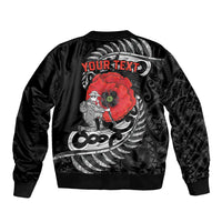 ANZAC Day Aotearoa Silver Fern Maori Personalised Sleeve Zip Bomber Jacket LT9 - Polynesian Pride